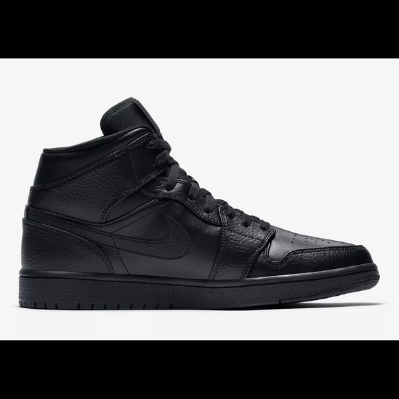 Nike Air Jordan 1 Mid Triple Black 554724-091 Men's Sizes - Picture 3 of 8
